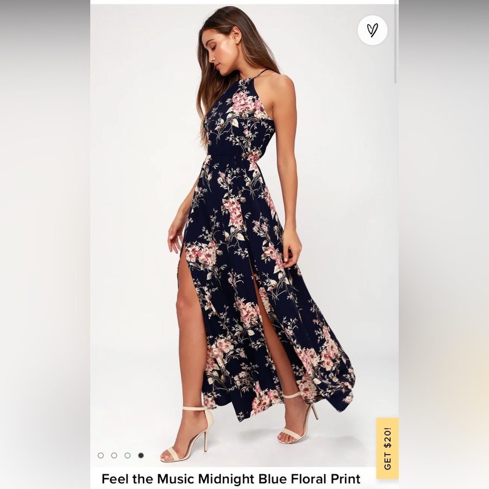 Lulu’s Feel the Music Midnight Blue Floral Print Maxi Dress Size Small NWOT - Picture 4 of 15